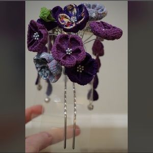Japanese Purple Flower Traditional Headpiece
